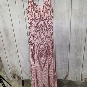 Glamorous Pink Sequin Prom Dress